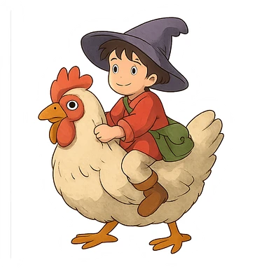 ghibli style chicken jockey sticker