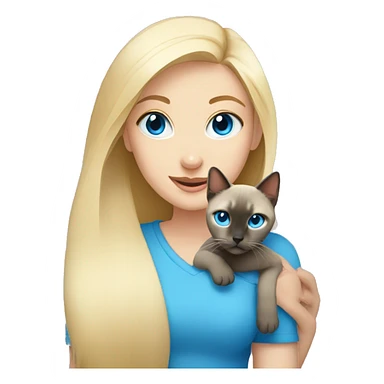 Blonde girl with blue eyes with a Tonkinese cat sticker