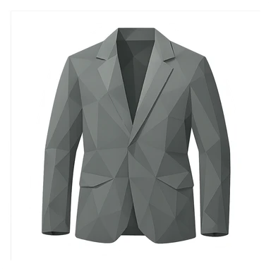 polygonal style grey jacket, color #8a8b8a, no background sticker