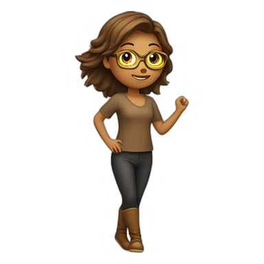 Fille qui dance avec une queue de cheval marron et des lunette doré sticker