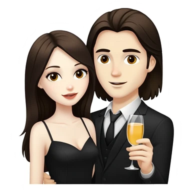 girl with long dark brown hair and pale skin flirting with blonde man at the club sticker