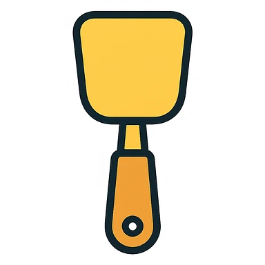 Change the image to a yellow silicone rubber spatula, keeping the color outline icon style, with no background. sticker