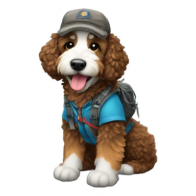 Bernedoodle dressed as hiker sticker