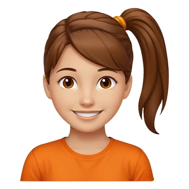 brown hair girl with ponytail and orange shirt older sticker