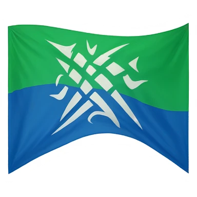tribal horizontal flag with the top in blue and the below in green  sticker