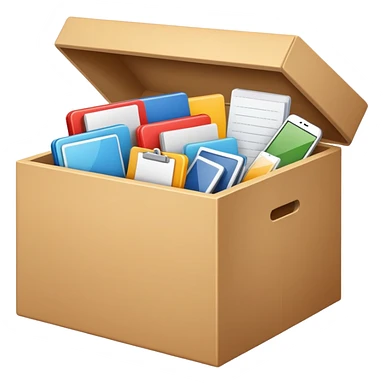 Box full of desktop material  sticker