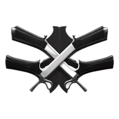two black and white pistols crossed like swords sticker