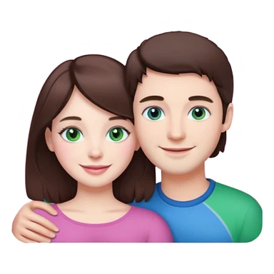 pink polaroid photo of a couple thats white with brunette hair blue and green eyes sticker