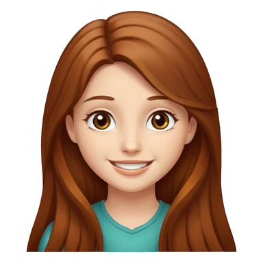 create a girl with chestnut colored long hair, hazel eyes and beautiful smile sticker