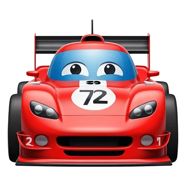 a race car with a face sticker
