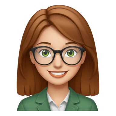 light brown hair woman with green eyes and glasses smiling sticker