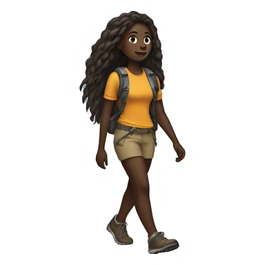 Dark skinned girl hiking full body long hair sticker