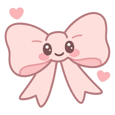 coquette bow with heart accents, pink and white, vintage romantic style sticker