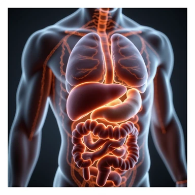 hyperrealistic anatomical 4K illustration of fatty acid transport in the human body, focusing on mitochondria, carnitine, and molecular details sticker