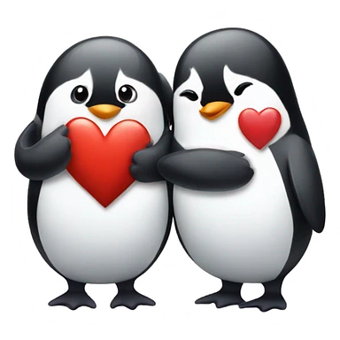 Penguin giving a red heart shape to another penguin sticker