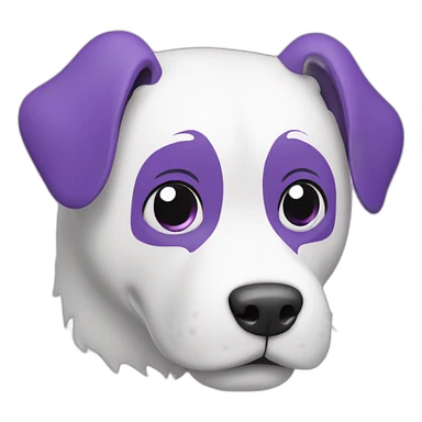 purple and white cartoon 3d dog  sticker