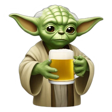 Yoda drinking a beer sticker