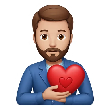 Man with brown hair & beard holding heart in his Arm sticker