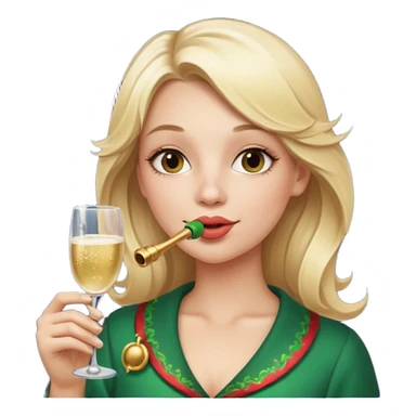 A beautiful girl with blonde hair with a festive pipe in her mouth sticker