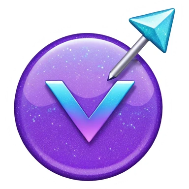 glitter purple and cian checkmark sticker