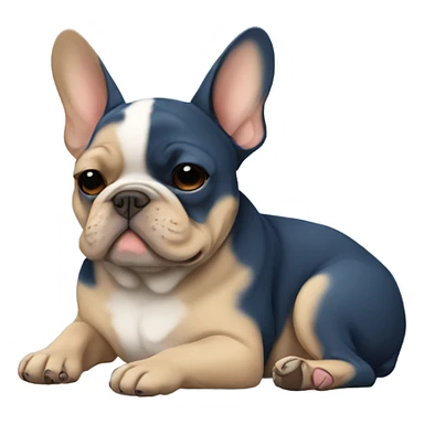 dark blue and tan french bulldog sleeping  sticker