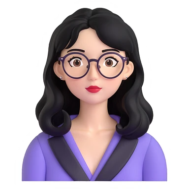 Upper body of Ariel, the Little Mermaid, with black hair and thin round Miu Miu glasses sticker