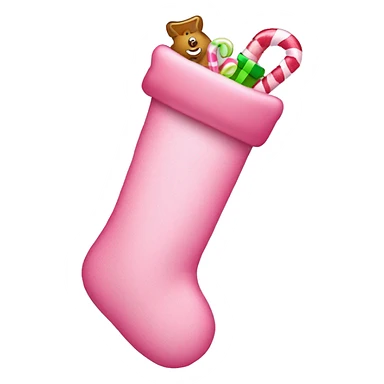 Pink stocking with cute candy canes and small toys peeking out sticker
