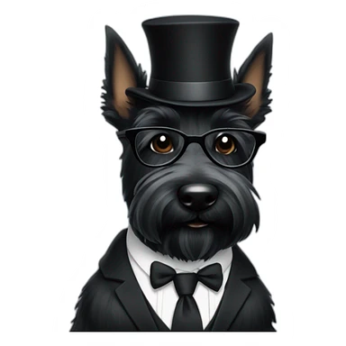 Scottish terrier all black in suit and glasses sticker