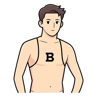 A man with bra and inner and S and B letter written on the bra sticker