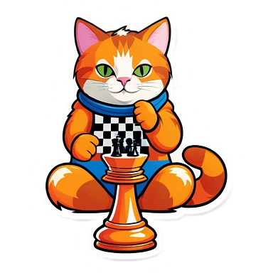 A cat eating chess on mars sticker