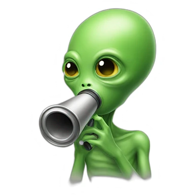 Alien blowing whistle sticker