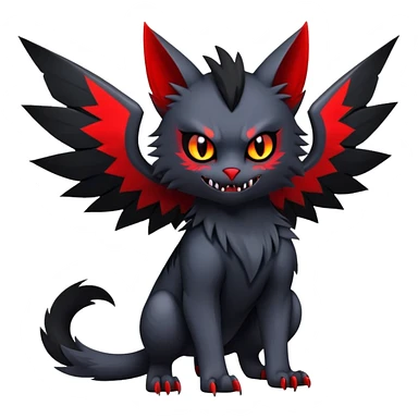 Vampiric feral futuristic gothic emo dark Litten-Noibat-Fakémon-hybrid-creature (full body) sticker