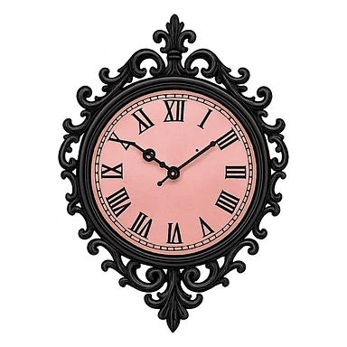 black and pink ornate wall clock sticker