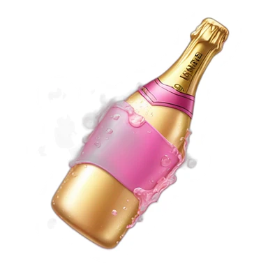 pink popped champagne bottle with drops of water sticker