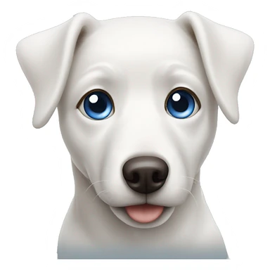 White dog with one blue eye and one brown eye sticker