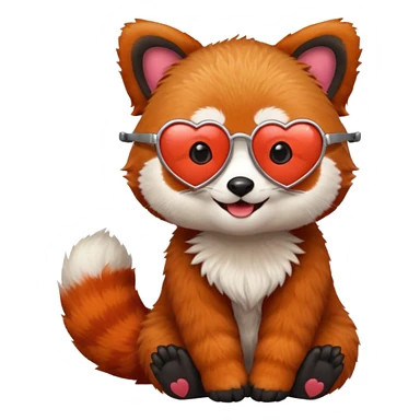 red Panda with heart glasses sticker