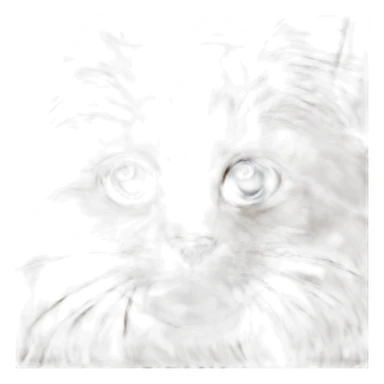 Red fluffy cat with big blue eyes sticker