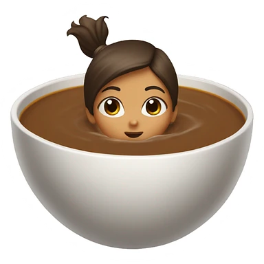 A girl diving into a bowl of brown soup sticker
