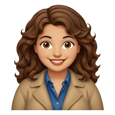 30 yr old italian woman, chubby, brown wavy hair, big brown eyes, huge smile, trendy clothes sticker