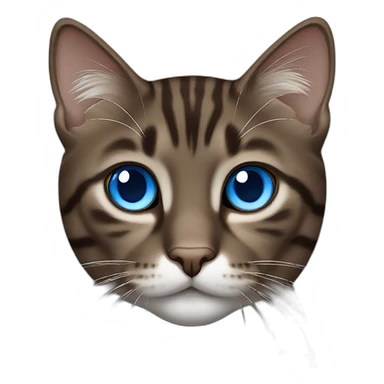 dark brown tabby cat and white blue eyes sticker