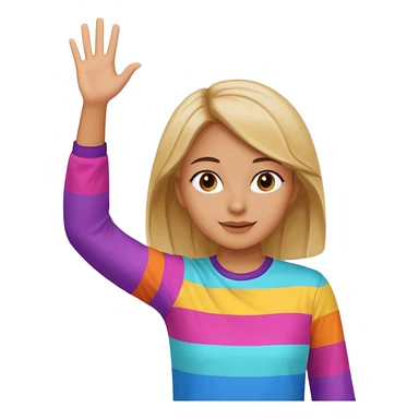 Girl waving hands in air sticker