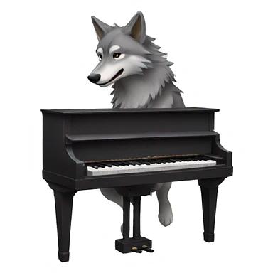 wolf playing piano  piano sticker