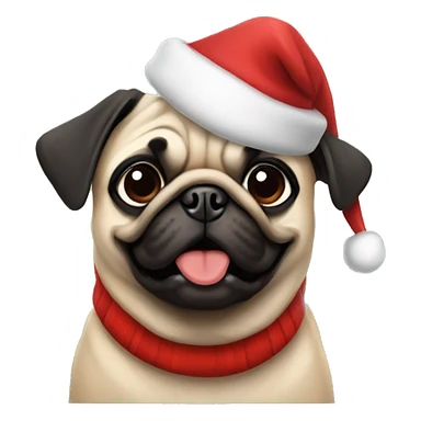 Pug wearing a Christmas hat  sticker