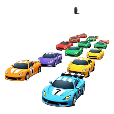 grandstands filled with cheering crowds, checkered flags waving, and traffic lights signaling the start, with a thrilling atmosphere of anticipation and speed. Sporty cars and motorcycles lined up at the starting line, ready to race, with a vibrant racetrack in the background. sticker