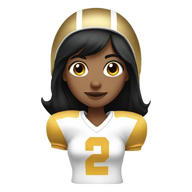 Girl with black hair gold eyes playing quarterback football sticker