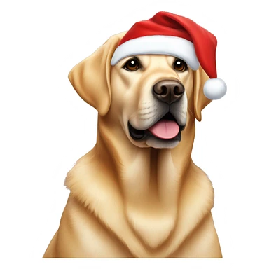 Golden Labrador wearing a Santa hat sticker