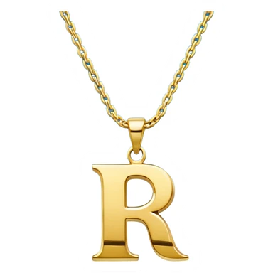 Gold necklace with letter r pendant sticker