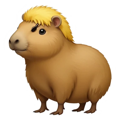 Capybara with yellow head hair, standing sticker