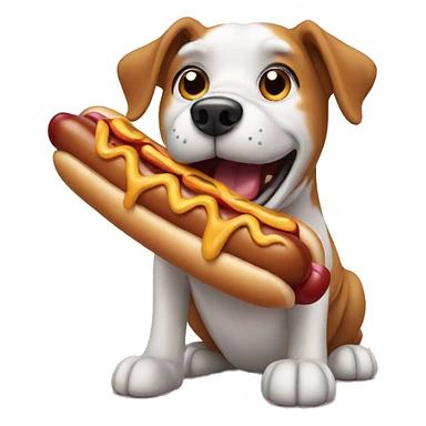 dog eating a hotdog sticker