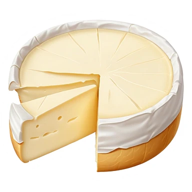 cinematic-realistic-brie-cheese-emoji,-featuring-soft-ripened-cheese-with-a-delicate white rind-rendered-with-lifelike-detail-and-inviting,-natural-lighting sticker